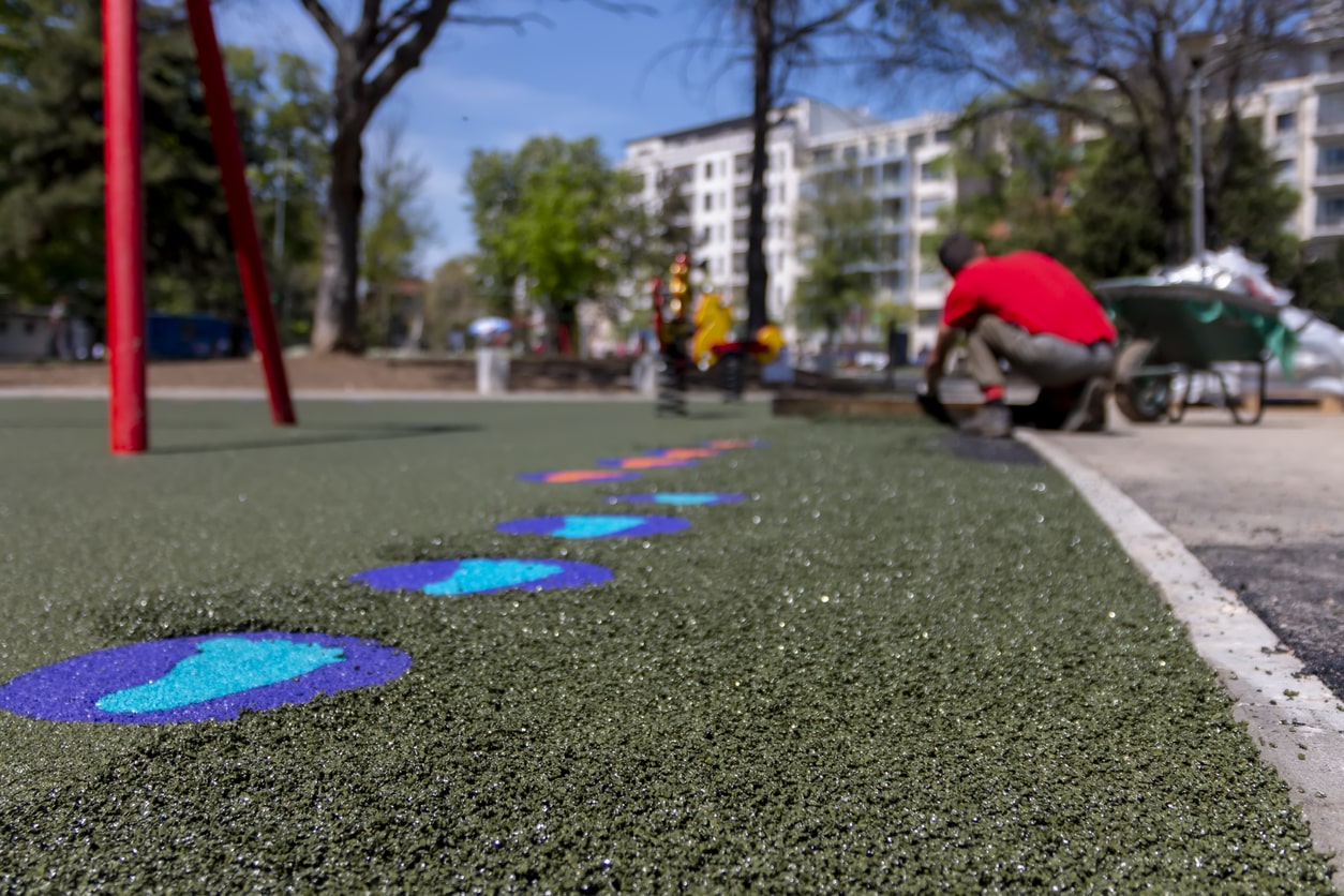 rubber mulch being used in a playground