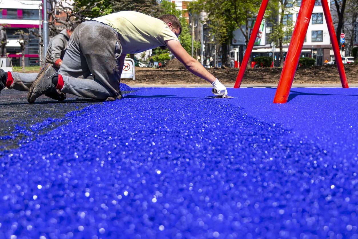 blue rubber mulch for decoration